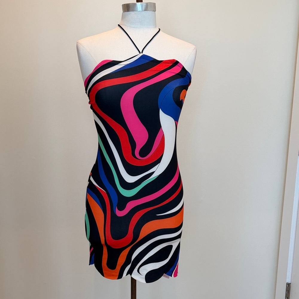 NWT Micas Multicolor Halter Neck Mini Dress